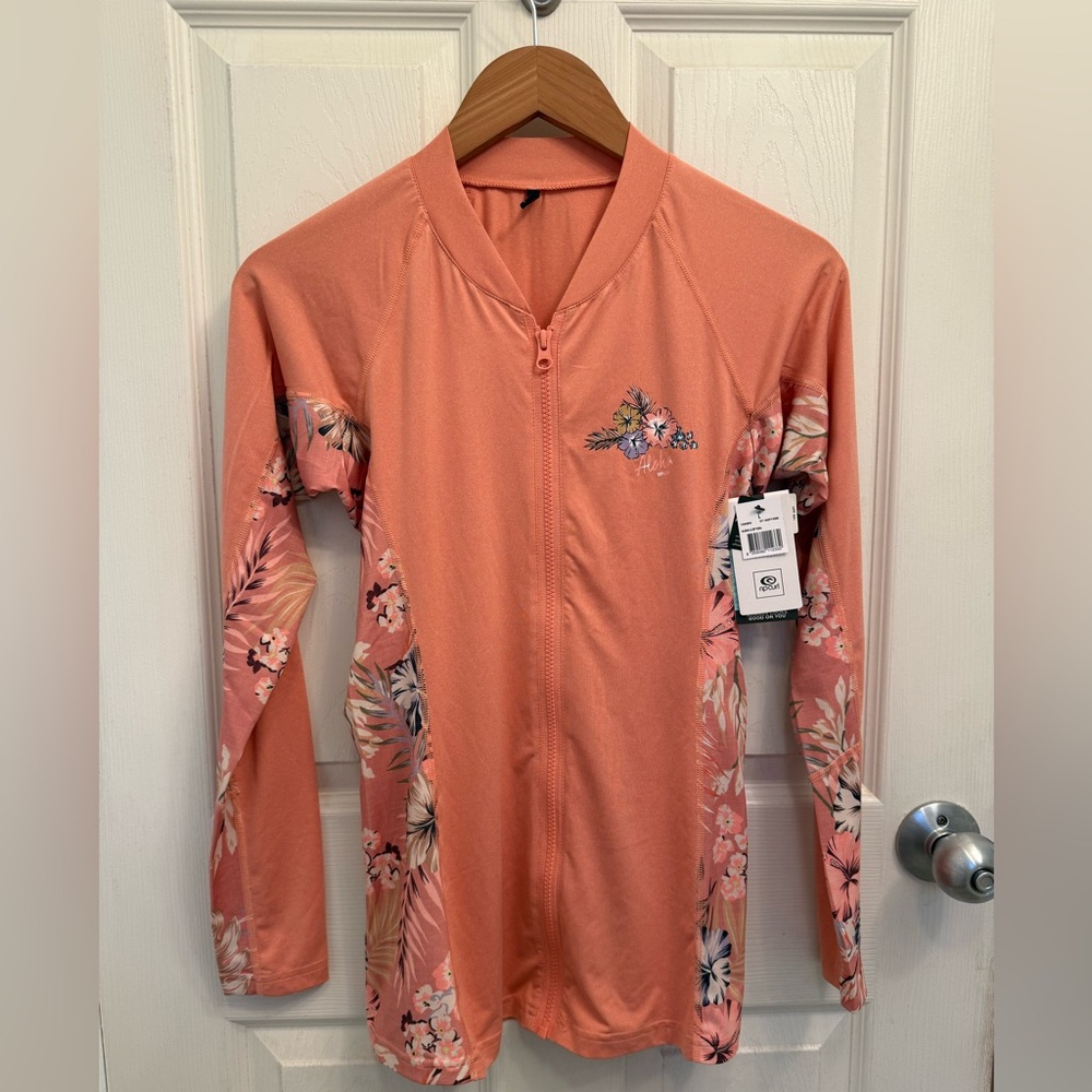 NWT RIP CURL ALOHA LONG SLEEVE ZIP UPS SUN SHIRT UV PROTECTION Large - Picture 3 of 13